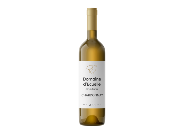 Image d'une bouteille de vin blanc Chardonnay de 2018