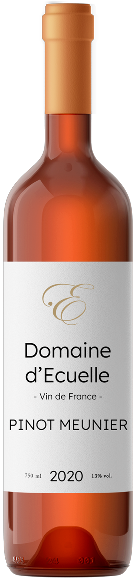 Image d'une bouteille de vin rosé Pinot meunier de 2020